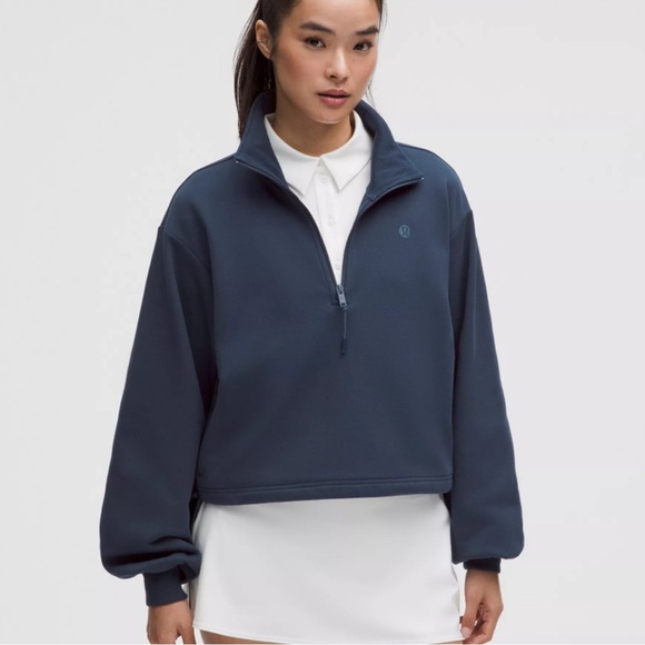 lululemon athletica Tops - Lululemon Cotton Terry Tennis Half Zip